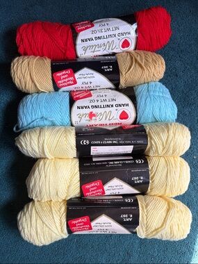 Vintage Red Heart Wintuk Yarn - Red,Yellow,Gold